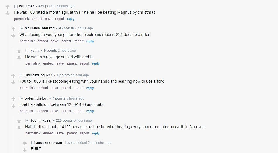 Fans react to Tyler reaching a 1000 rating on Chess.com (Image via r/LivestreamFail/Reddit)
